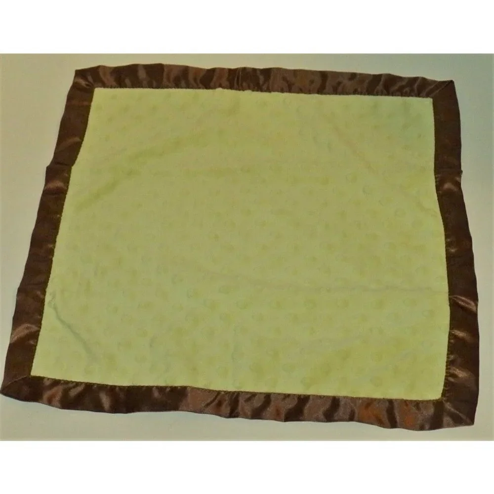 Bearington Green Brown Minky Dot Square Lovey Baby Security Blanket 16